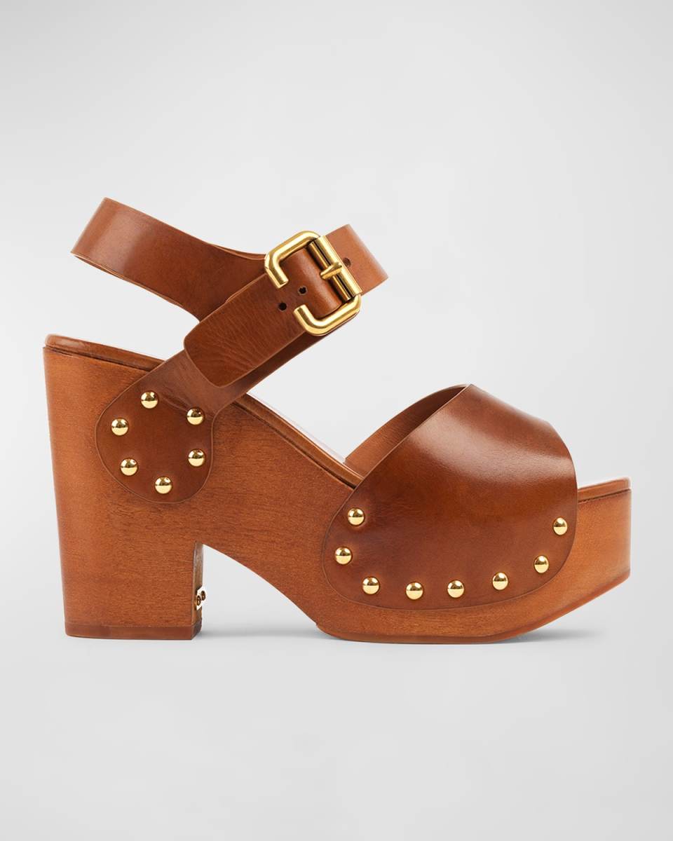 Jeannette Leather Clog Platform Sandals